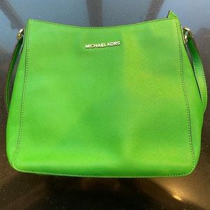 Bright green Michael Kors crossbody satchel style purse! Great for traveling!
